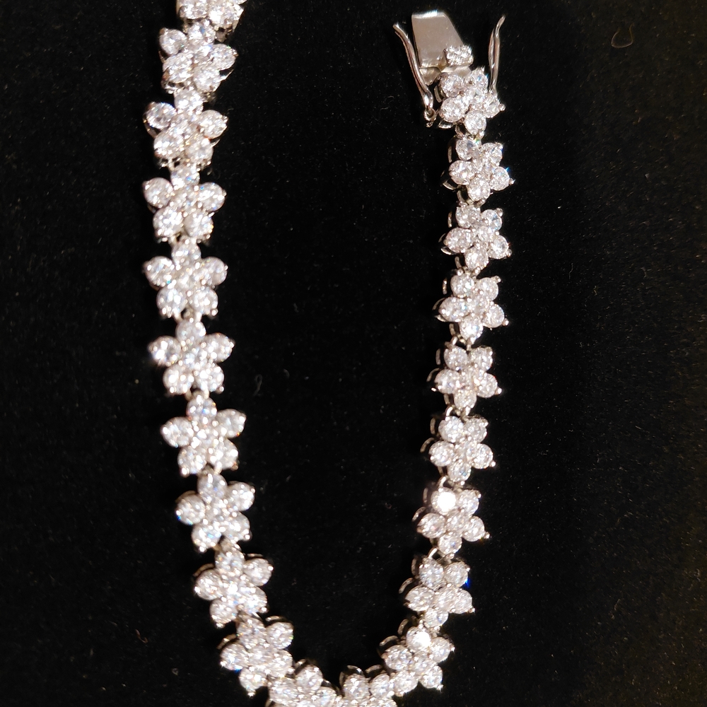 QVC - Elegant Silver Floral Bracelet